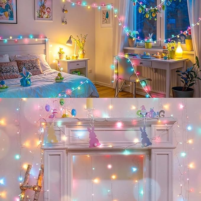 LAMPHOME Color Changing String Lights Plug in, 165Ft 500LED Warm White & Multicolor, Christmas & Easter String Lights Indoor Outdoor Waterproof, LED Tree Lights for Xmas Holiday Party Home Decor