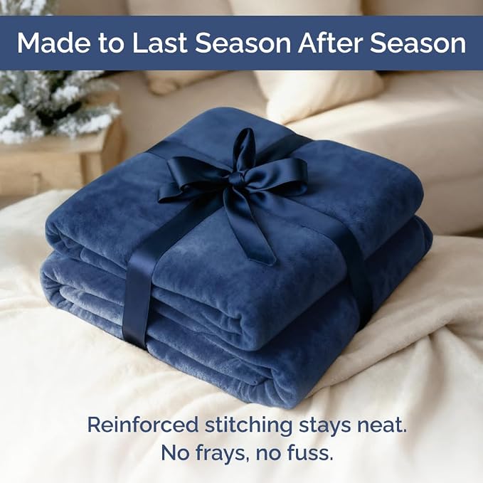 Fleece Blanket Throw XL - Ultra-Soft Flannel Fleece Blanket - Royal Blue | Soft, Warm, Outdoor Picnic Blanket for Camping, Travel, Lightweight, Cozy, Anti-Static, Home Decor Gifts for Men & Women