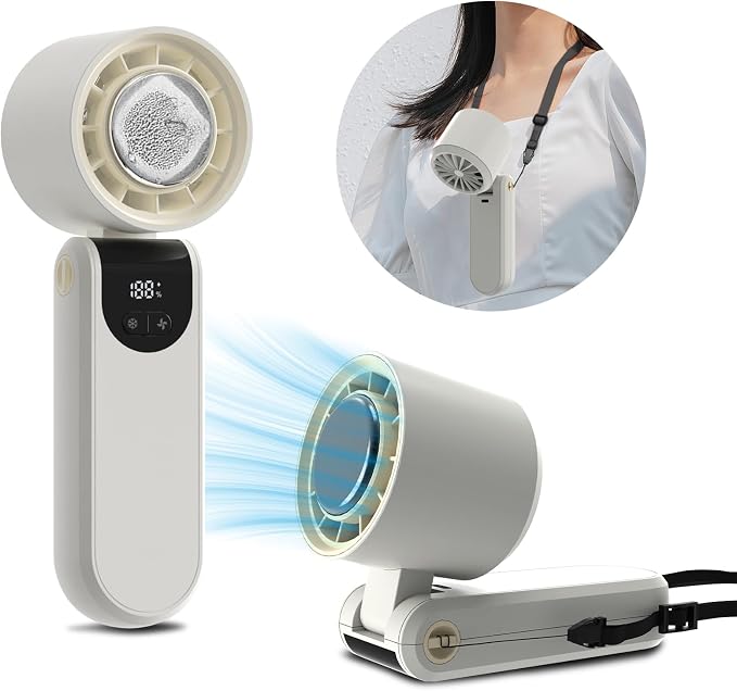 Portable Handheld Turbo Foldable Mini Personal Fan, Rechargeable 3-IN-1 Hand/Desk/Neck Fan Cooling Ice Fan,Travel Essentials Gifts for Women,Men, 12Hrs, 5000mAh, 100 Speeds