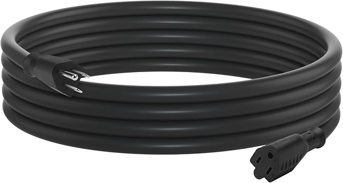 BN-LINK 10ft Outdoor Extension Cord, 12/3 SJTW Heavy Duty Power Cord, 3-Prong Grounded Plug, Weather Resistant, 15A, 1875W, Black, for Lawn, Garden, Appliances, ETL Listed