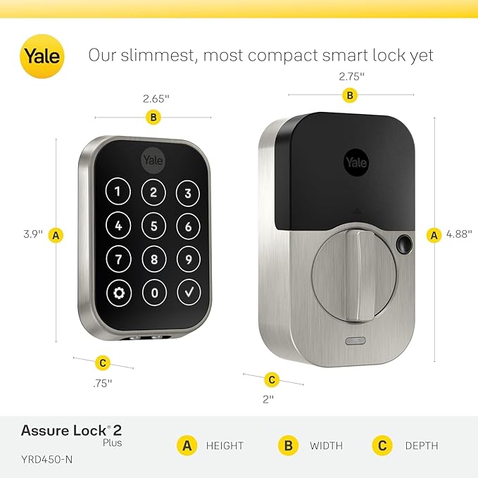 Yale Assure Lock 2 Plus Apple Home Keys, Bronze Keyless Entry Door Lock with Keypad for Code Entry Lock and Auto-Unlock (No Wi-Fi) Remote Access Requires Apple Home Hub via HomeKit, YRD450-N-BLE-0BP