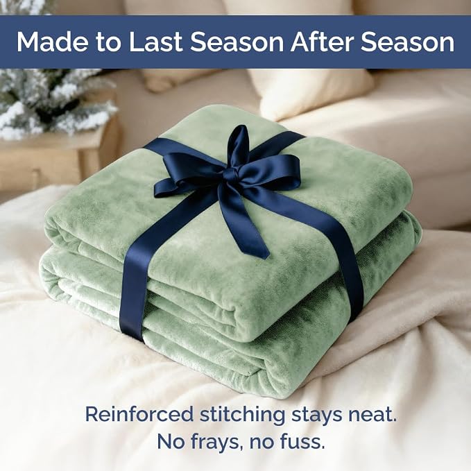Ultra Soft Fleece Twin XL Blanket - College Dorm Room Essentials - Celadon | Flannel Fleece, Thick, Warm & Breathable, All Season Cozy, Anti-Static, Microplush, Lightweight for Couch, Bed & Dorm Bedding