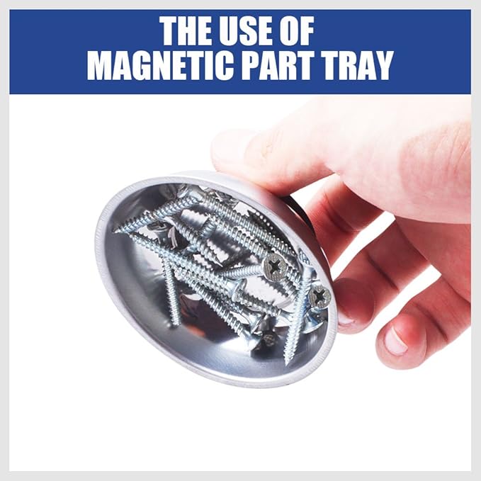 HORUSDY Magnetic Tray | 3-Piece | Round Magnetic Parts Tray | 3 Inch 4 Inch 6 Inch Magnetic Tray for Mechanic's | Stainless Steel