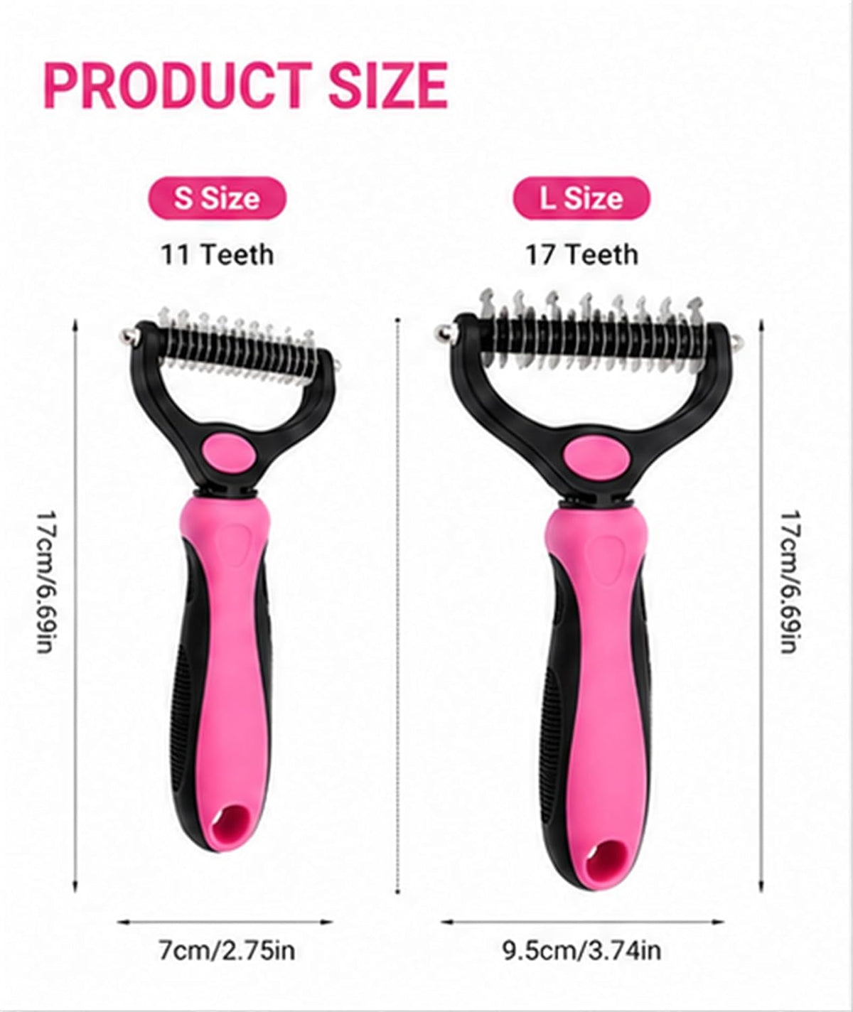 Professional Deshedding Tool Dogs & Cats - Gentle, Efficient & Fur, Pet Grooming Brush, Dog & Cat Grooming Tool,Pink:Small