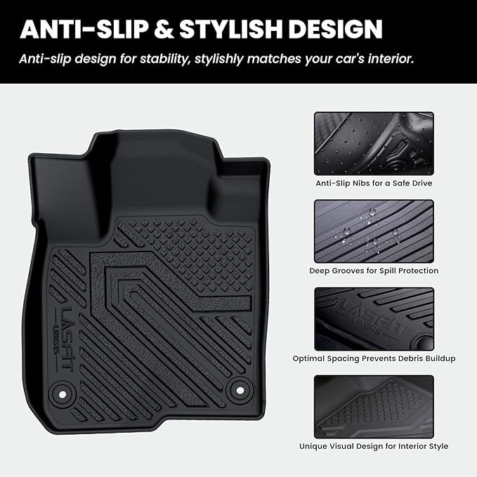 LASFIT Floor Mats & Trunk Mat for 11th Gen Honda Civic Hatchback(Not for Hybrid) 2026 2025 2024 2023 2022, All Weather Custom Fit TPE Car Floor Liners,1st & 2nd Row & Trunk Liner