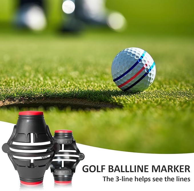 1 Pack 360° Triple Line Golf Ball Marker,Golf Ball Line Marker Tool,Golf Ball Marker Stencil,Alignment Ball Marker,Golf Accessories