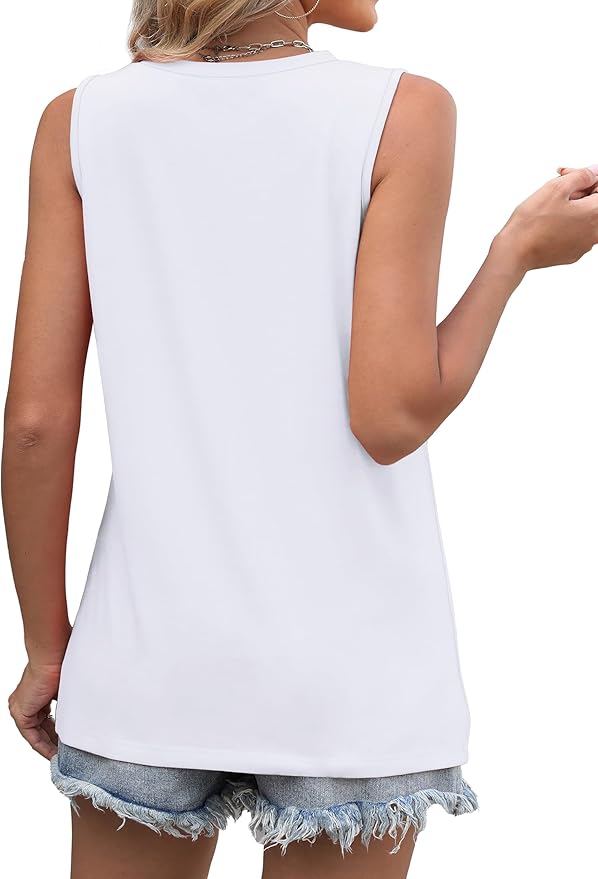 WIHOLL Women's Sleeveless Summer Crewneck Loose Fit Tank Tops