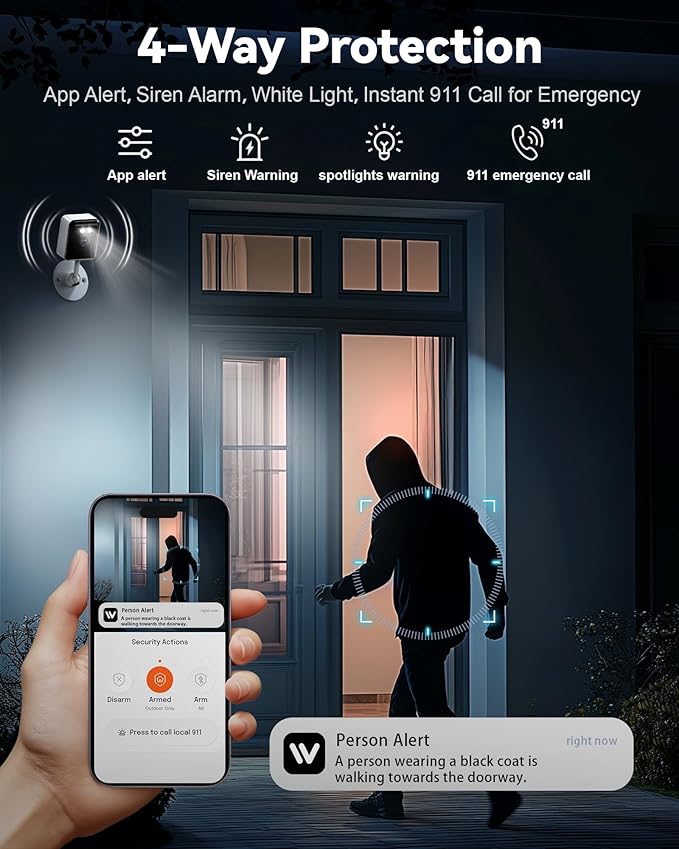 2K Cameras for Home Security, 2.4/5GHz Wi-Fi 6 Indoor Camera for Dog/Pet/Nanny/Baby with US Phone App, AI Text Recognition, Smart Search, Color Night Vision, Mini Cam 2 Way Talk, Human Detection