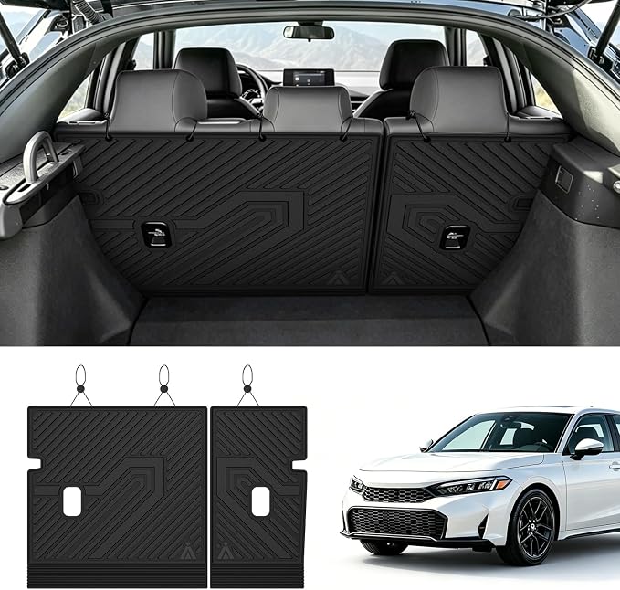 LASFIT All Weather Floor Mats for Honda Civic 2022-2026 - Back Protector | 3D Laser Custom Fit For 22-26 Civic (Only Fit Hatchback) | Flexible Non-Curl Recyclable TPE | Anti-Slip & Easy Wash
