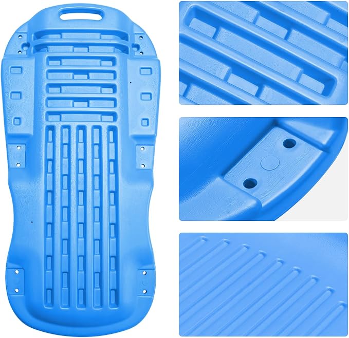 DNA Motoring 38 Inches Low Profile Plastic Rolling Garage Shop Floor Creeper with Side Pockets & 6pcs Casters, Blue, TOOLS-00391