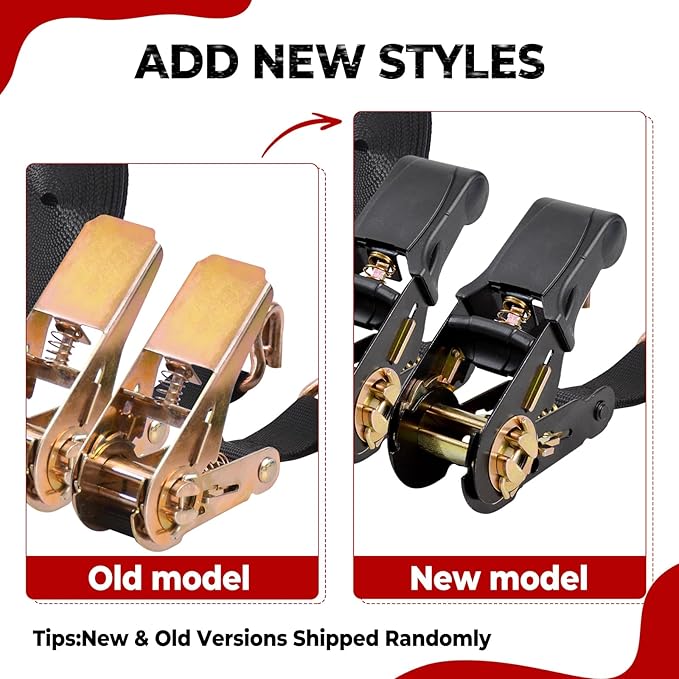 2 Packs Ratchet Straps Heavy Duty, 1" x 20' Ratchet Tie Down Straps with Double J Hooks | 2200lbs Break Strength for Moving, Securing Motorcycle, ATV, Kayak on Trailer, Truck Bed, Car Roof Rack