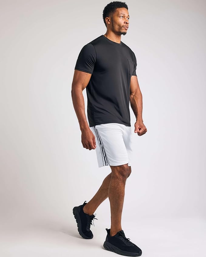 5 Pack Men's Mesh Shorts Athletic Basketball Sports Gym Workout Pockets | Cooling Moisture-Wicking, 9", Long, Quick-Dry, Breathable, Elastic Drawstring Waistband. Running, Exercise, Soccer, Training.