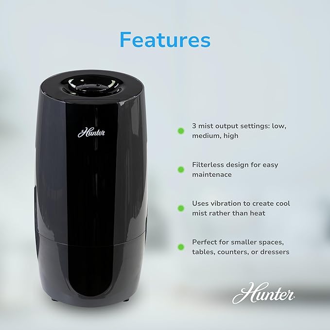 Hunter Fan Company Aspire Cool Mist 0.7 Gal Ultrasonic Humidifier-Graphite