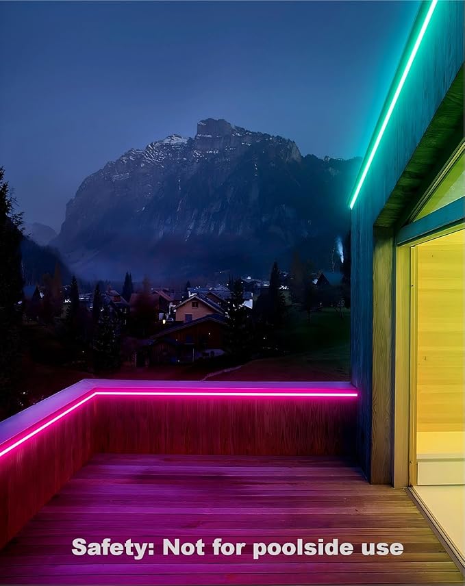 Shine Decor LED RGB Neon Rope Lights AC 120V, Expandable & Cuttable Bright Strip Lighting with Remote, Dimmable Color Changing, ETL Cold-Resistant & IP65 Waterproof for in&Outdoor, 10x20mm, 82FT