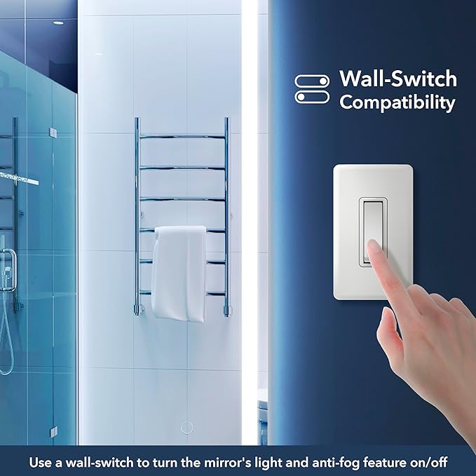 JONATHAN Y MIR100A-3838 Pax 38 in. W x 38 in. H Large Square Frameless Antifog Front/Back-Lit Wall Bathroom Vanity Mirror with Smart Touch