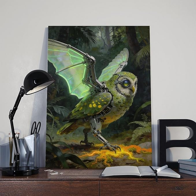 Framed Cyber Fantasy Wall Art for Living Room And Home Office Modern Sci Fi Nature Inspired Decor 20x30inch(50x75cm)