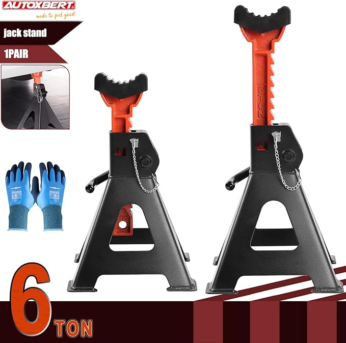 Jack Stands 6 Ton with Double Locking,Large Foot Base,Rubber Pads,for Lifting Trucks SUVS UTV/ATV MPVS,15.75"-23.23" Adjustable Height,Heavy Duty Steel Car Jack Stands,13000 lb Capacity,1 Pair