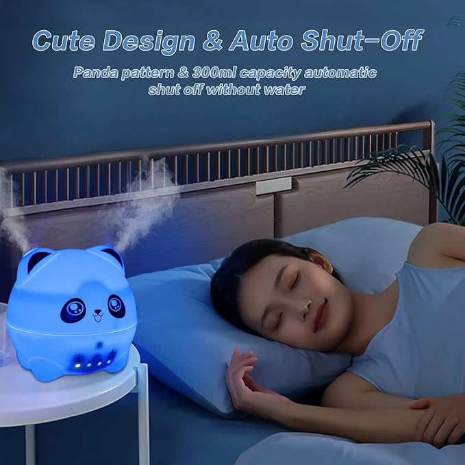 Mini Cool Mist Humidifier - Quiet Aroma Diffuser with 7 Color LED Lights, 2 Mist Levels, Timer & Auto Shut-Off for Bedroom and Office