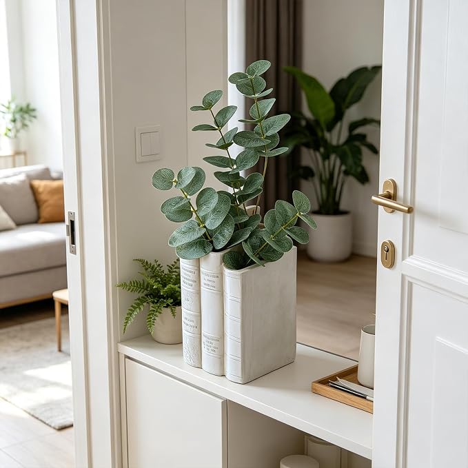 Book Shaped Vase for Flowers - Resin Decorative Vase Cream Fake Books for Bookshelf Bedroom Office Home Décor Gifts for Book Lovers Modern Aesthetic 5.5 * 4.5 * 7.5 Inch Guichifun
