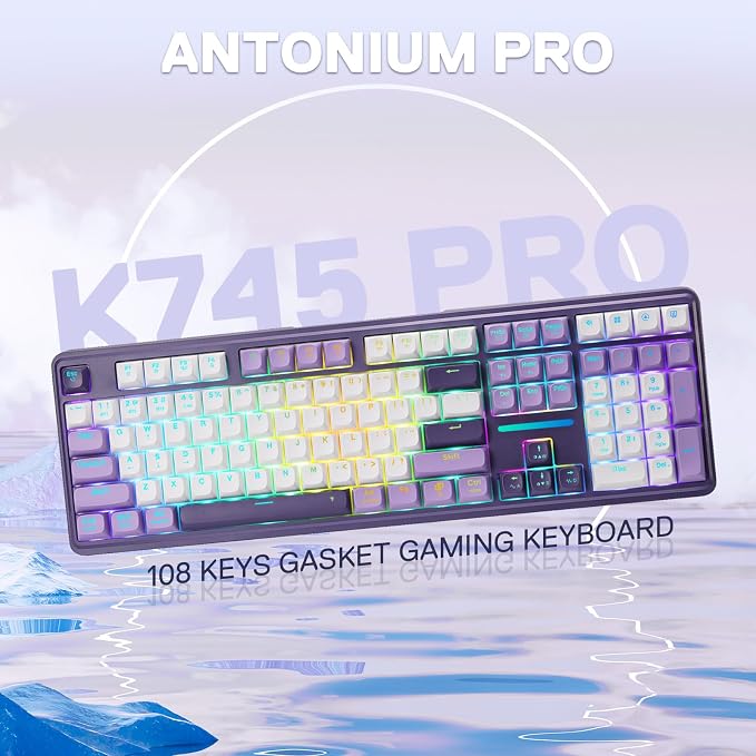 Redragon K745 PRO Wireless 108-Key Gasket RGB Gaming Keyboard, 4 Hotkeys | Extra Shortcut Keys, 0-Delay Tri-Mode, Cushioned Noise Dampening for Creamy Thocky Sound, Unfaded PBT Keycaps, PRO Software