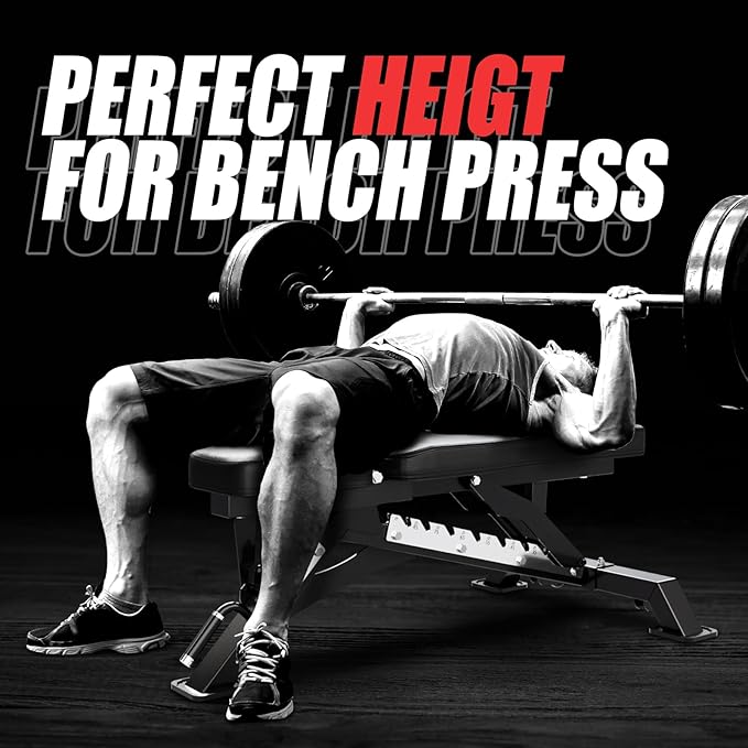 RITFIT Adjustable Weight Bench with Multiple Back Positions for Full Body Workouts, Incline, Decline, and Flat Settings for Home Gym Strength Training, 1300LB Capacity