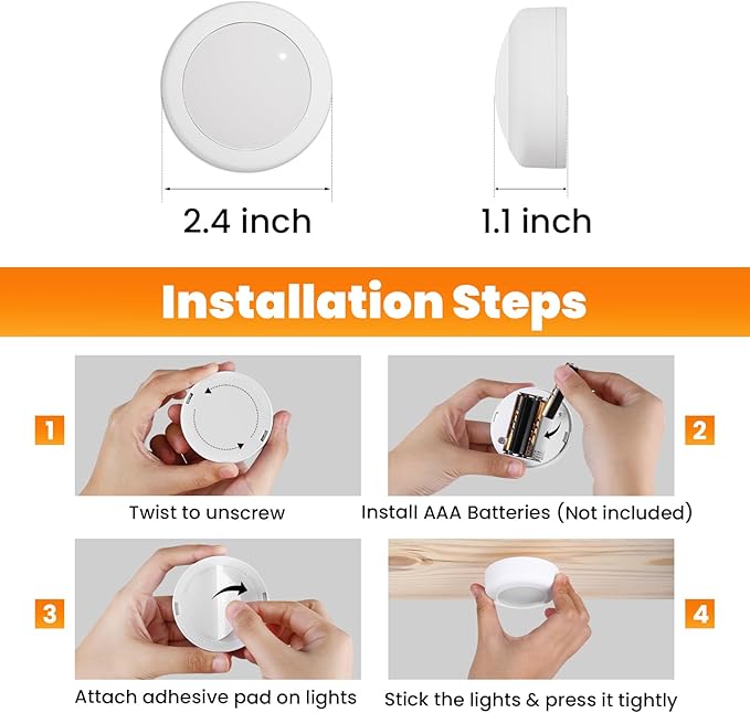 LED Puck Lights with Remote Control, 16 Color Changing Under Cabinet Lighting with Dimmer & Timer, AAA Battery Operated,Under for Closet Bedroom Kitchen, Stai (3 Pack Black)