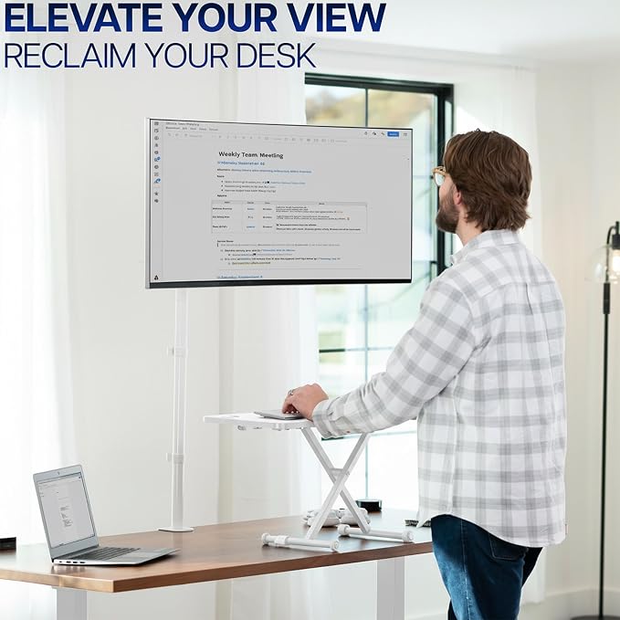 VIVO Extra Tall Single Monitor Desk Mount Stand with 39 inch Pole, Features Full Adjustability - Tilt and Articulation, Holds 13 to 32 inch Screens up to 10kg with VESA Mounting, White, STAND-V011W