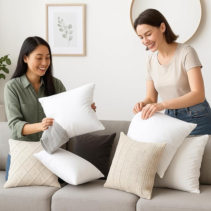 LANE LINEN 12x20 Pillow Insert - Pack of 2 White Decorative Pillows for Sofa Bed, Fluffy Pillow Inserts for Cushion Covers, Bed, Couch Pillows for Living Room | Minimalist Inserts For Lumbar Back Support - Machine Washable, Ultra-Soft 120 GSM Fabric, F...