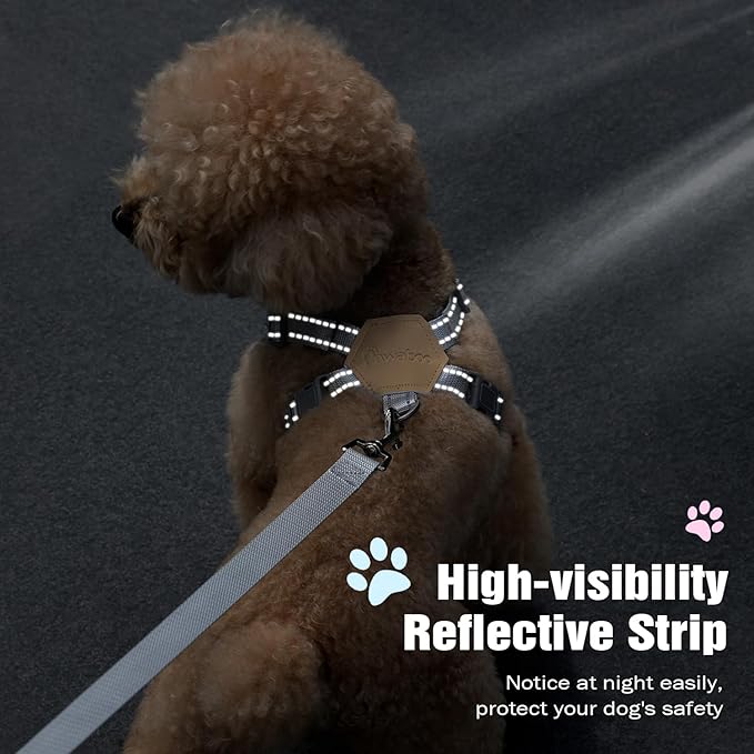 Pawaboo Small Dog Harness and Leash Set, Puppy Harness X-Frame No Pull No Choke, Dog Vest Harness Adjustable for Small Medium Sized Dogs,Soft Breathable Pet Harness for Walking Outing, M, Khaki Plaid