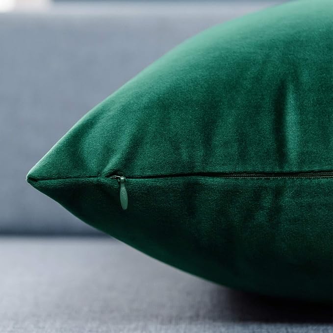 12x20 Lumbar Throw Pillow Covers Set of 2 for Couch Bed Sofa,Dark Green | Decorative Soft Velvet Cushion Covers with Invisible Zipper for Living Room Bedroom Home Decor Christmas
