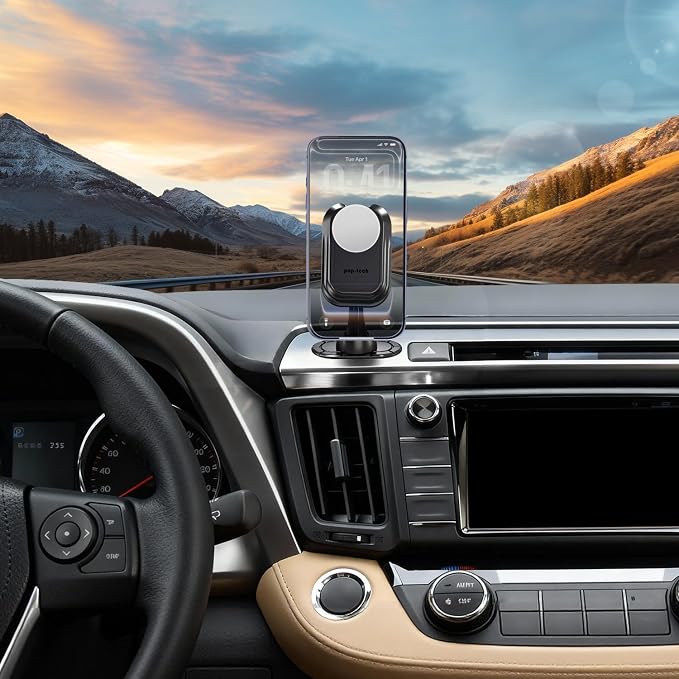 Car Phone Mount for Pop Socket: Strong Adhesive Cell Phone Holder for Automobile Dashboard - Adjustable Dash Sticky Cellphone Stand for iPhone Samsung with Thick Socket Wallet Grip Card Holder