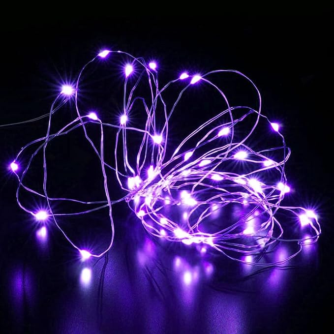 Aogist 12 Pack Fairy Lights 3 Modes 7ft 20 LED Waterproof,Battery Operated Silver Wire Firefly Starry Moon Mini String Lights for Mason Jars Christmas Halloween DIY Crafts Wedding Party Bedroom,Purple