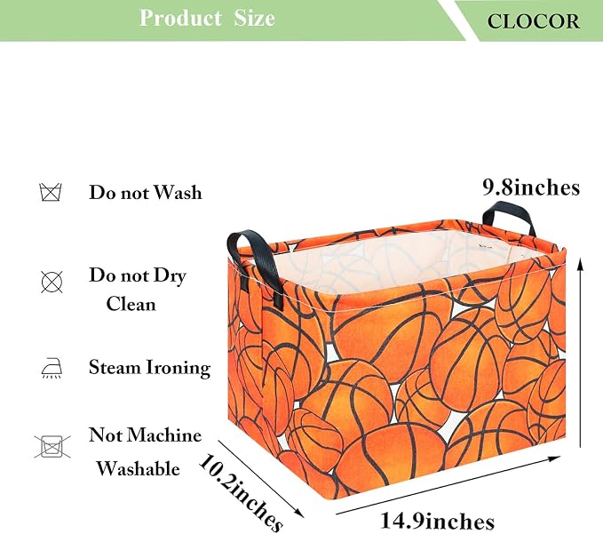 CLOCOR Rectangular Basketball Storage Basket Empty, Gift Basket, Room Decor(Basketball)
