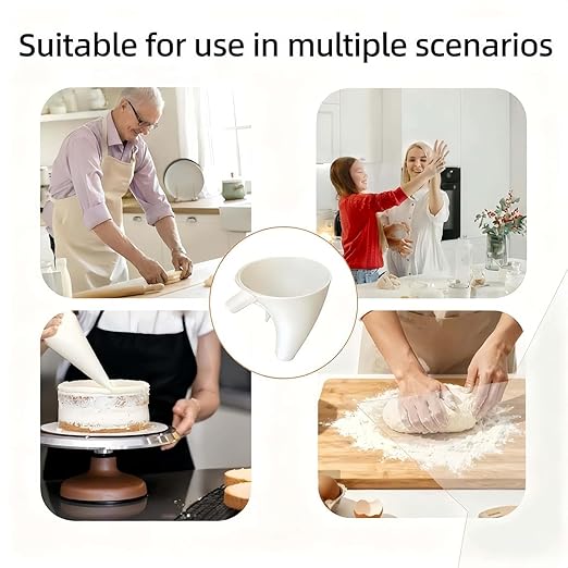 Flour Funnel for KitchenAid Mixer - Compatible with 5 Qt & 4.5 Qt Bowl-Lift Models | Dishwasher Safe, Anti-Splash Design for Mess-Free Baking | Includes 2-Piece Set (Black)