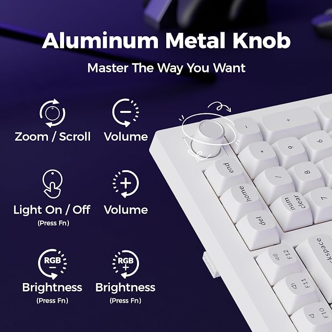 Keychron V5 Ultra 96% Wireless Mechanical Keyboard with 8000Hz Polling Rate & NKRO, Hot-Swappable RGB, Banana Switches, 97 Keys, 2.4GHz/Bluetooth/Wired, OSA PBT Keycaps, for Mac/Win/Linux - White