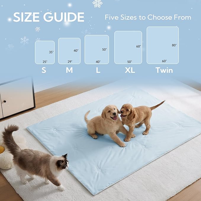 Soulbond Cooling Blanket for Large Dogs - Q-MAX>0.45, Washable Cool Pet Cats Throw Blanket for Hot Weather, Self-Cooling Soft Dog Mat for Bed Crates Couch Sofa Cars(40"x50", Light Blue)