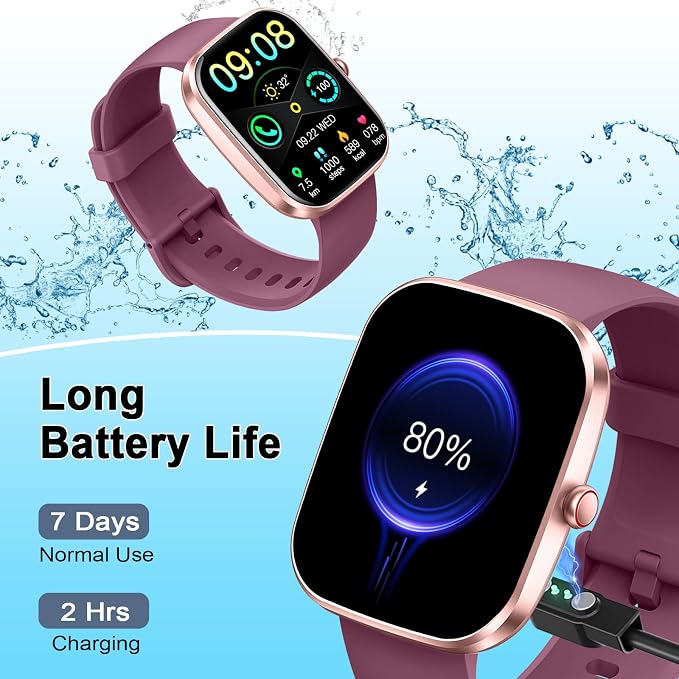 Smart Watch(Answer/Make Call), 1.91"HD Smartwatch for Men Women with Heart Rate/Sleep Monitor/Pedometer/Calories, 113+ Sports Fitness Watch Tracker, IP68 Waterproof Step Counter for Android iOS-Wine