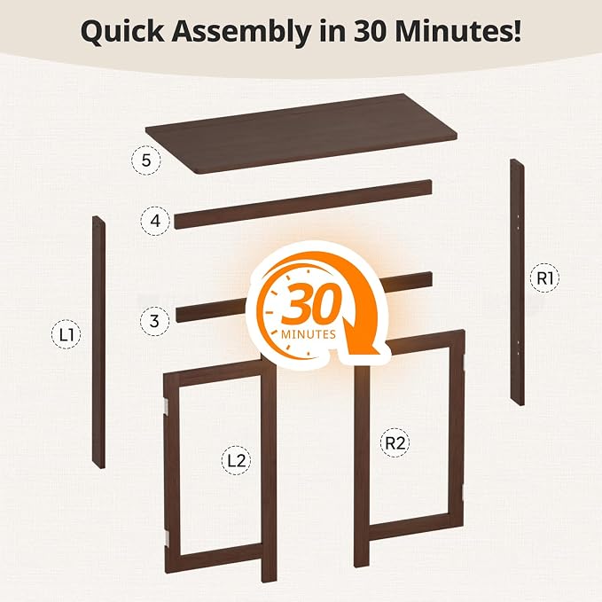 Bamboo Folding Desk for Small Spaces, Small Compact Foldable Desk, Brown | Space Saving Foldable Desk, Writing Desk Computer Table for Bedroom Home Office, Easy Assembly