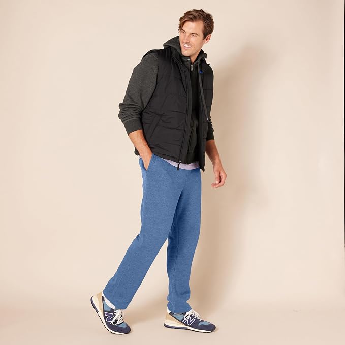 Amazon Essentials Men's Relaxed Straight Leg Fleece Open Bottom Sweatpant (Available in Big & Tall)