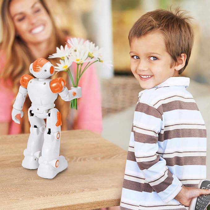 KingsDragon RC Robot Toys for Kids, Gesture & Sensing Programmable Remote Control Smart Robot for Age 3 4 5 6 7 8 Year Old Boys Girls Birthday Gift Present,Orange