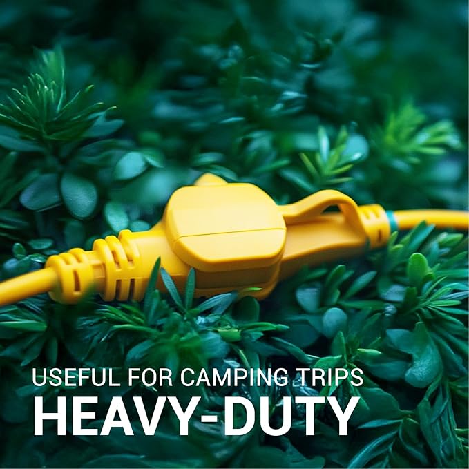 COLSEN Extension Cord with Multiple Outlets – 25 ft Heavy Duty 16 Gauge Power SJTW Cable, 15 Amp 3 Prong 6 NEMA Multi Plug, 16 AWG Male to Female Connector, 5-15R Female Socket, Outdoor/Indoor Yellow