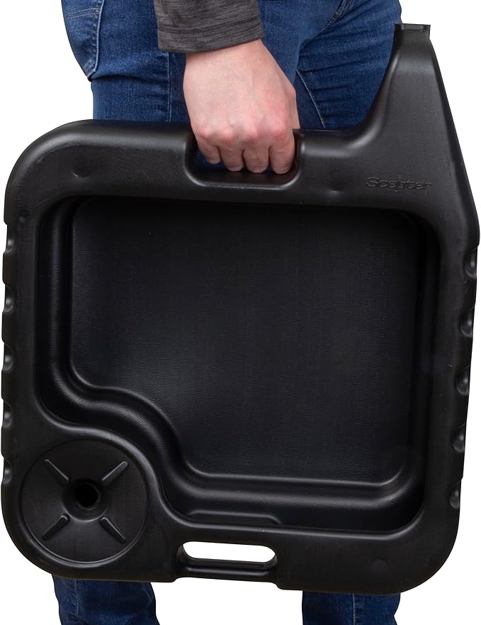 Scepter AMKIT01 15.5 Quart Oil Drain Pan with Pour Spout and 18-Inch Mechanics Funnel Kit for Automotive Fluids Including Engine Oil, Anti-Freeze, Transmission Fluid and More, Black (Pack of 2)