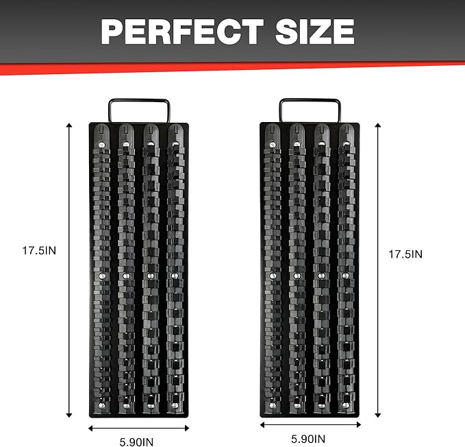160Pcs ABS Socket Organizer Driver Socket Holder,ABS Tools-Socket Holder,1/4-Inch x 52 Clips,3/8-Inch x 60 Clips, 1/2-Inch x 48 Clips,Premium Quality Socket (2 Pack)