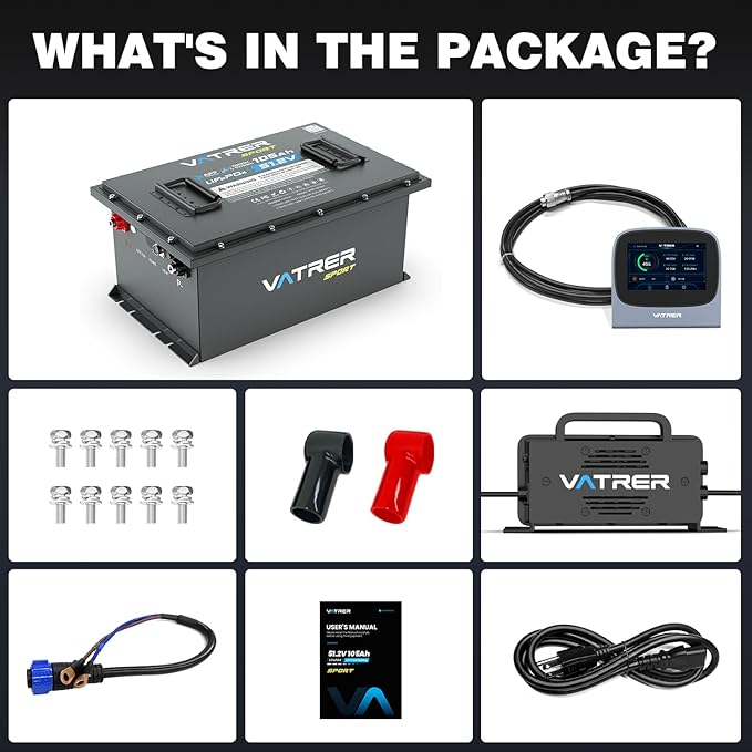 48 Volt Lithium Battery for Golf Cart, Upgraded 300A BMS, 600A Peak, Parallel Ready, 6000+ Cycles, Max 15.36kW Power Output, 3C Discharge, LCD Display & App, Perfect for UTV, Golf Carts
