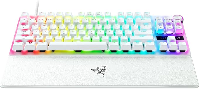 Razer Huntsman V3 Pro TKL 8KHz Esports Gaming Keyboard, White | Analog Optical Switches Gen 2, 8000 Hz Polling, Razer Snap Tap, Rapid Trigger, Adjustable Actuation, Media Controls