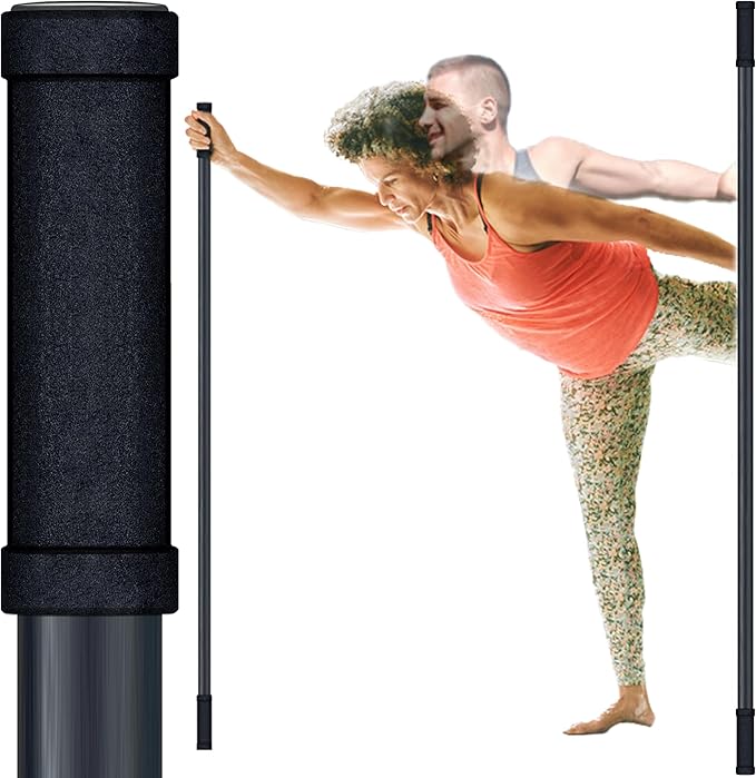 5ft Yoga Stick from Natural Bamboo with Non-Slip Handle-Stretching Stick for Mobility, Flexibility,Exercise,Workout, Physical Therapy,Pilates,Balance Fitness-Access Online Video Guide Without Any Info