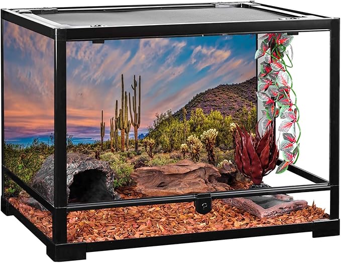 AWERT 60x24 inches Terrarium Background Blue Sky Cloud Huge Cactus Oasis Gobi Reptile Habitat Background Vinyl