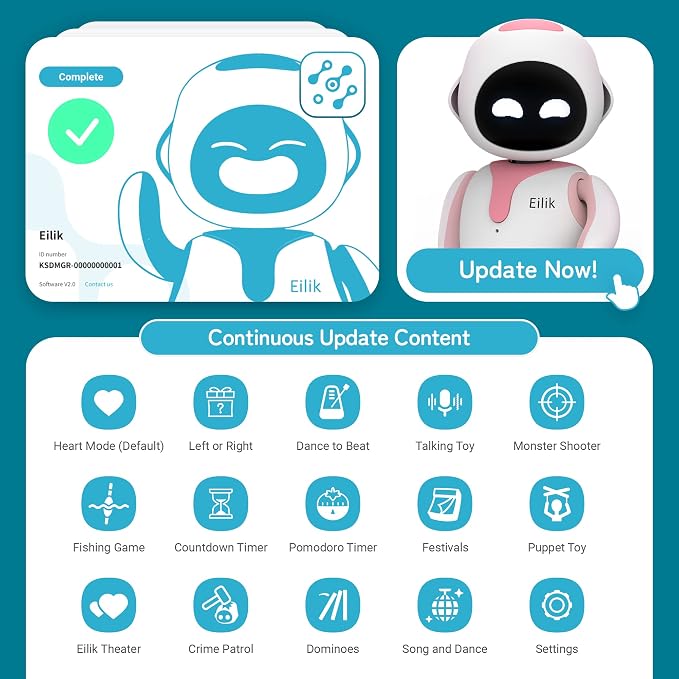 ENERGIZE LAB Eilik –Your Desktop Companion Full of Personality with Expressive Animations & Reactions, Touch-Responsive Play, Mini Games, Robot for Adults & Kids