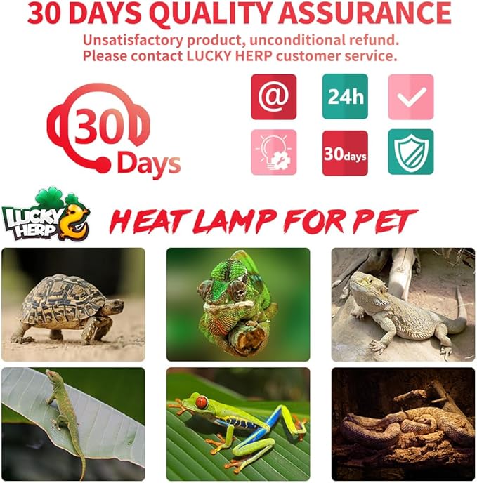 LUCKY HERP Infrared Heat Lamp 75W 2 Pack,Reptile & Amphibian Basking Spot Light Bulbs, Red Heat Lamp Bulbs for Reptiles, Bearded Dragon, Turtle, Lizard, Snake, Chicken