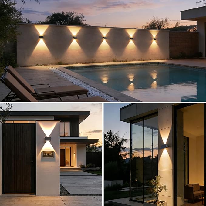 Solar Fence Lights Outdoor, 16-Pack Fence Lights Solar Powered with Up/Down Buttons, IP67 Waterproof for Outside, 120LM Auto Dusk to Dawn for Wall/Patio/Yard/Railing/Deck/Pathway (Warm White)